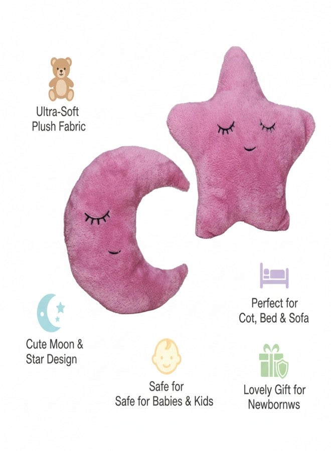 Humpy Hare Soft Plush Moon & Star Pillow Toy Set Combo of 2 | Cot Cushion & Playtime Soft Toy for Kids, Children, and Babies | Stuffed Plush Pillow | (Pink & Pink) - Image 3